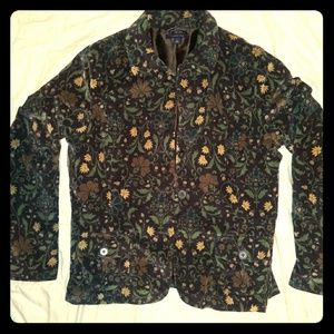 Lands END Green/Brown Floral Blazer